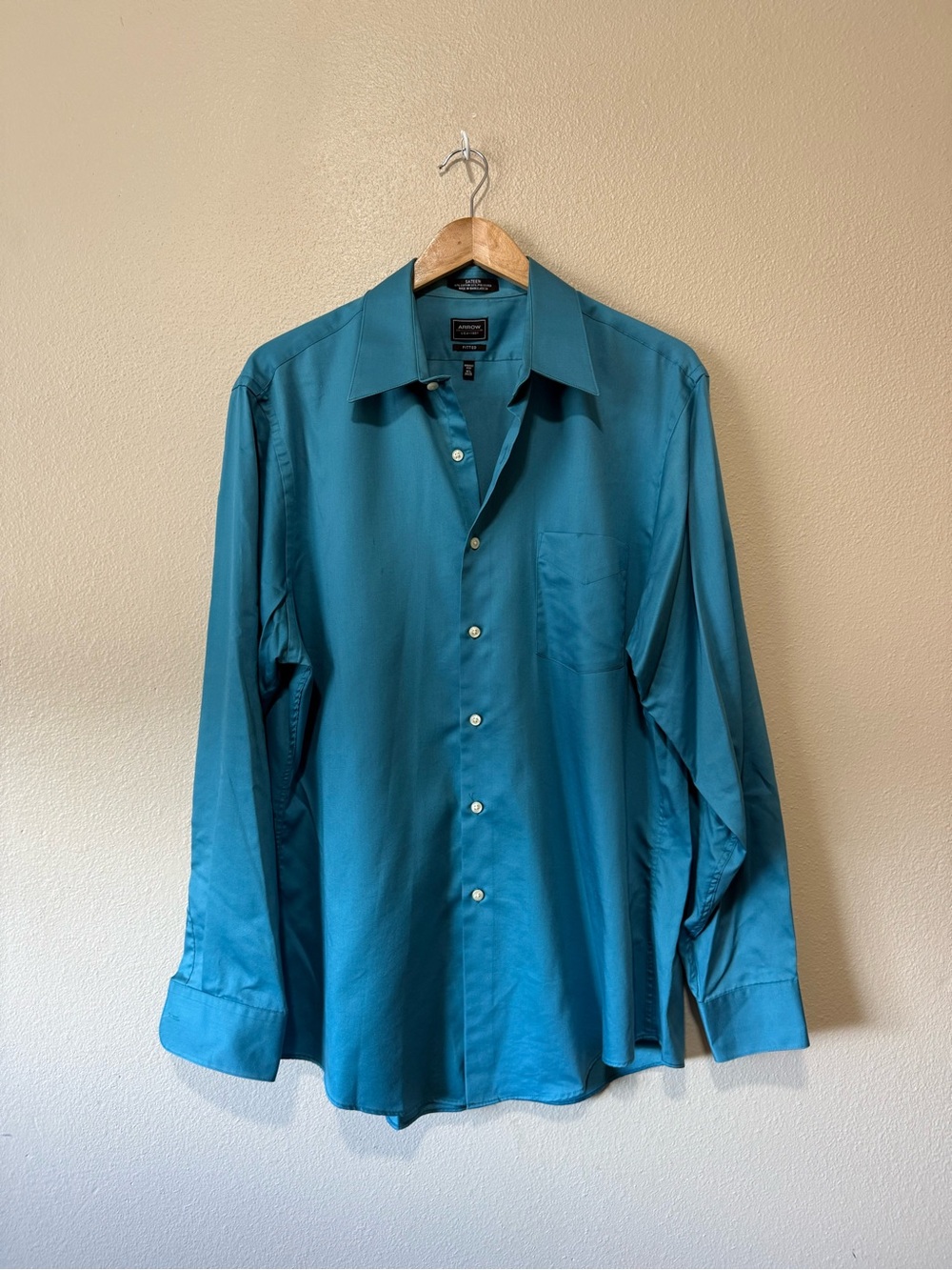 Arrow Men's Teal Button-Front Dress Shirt